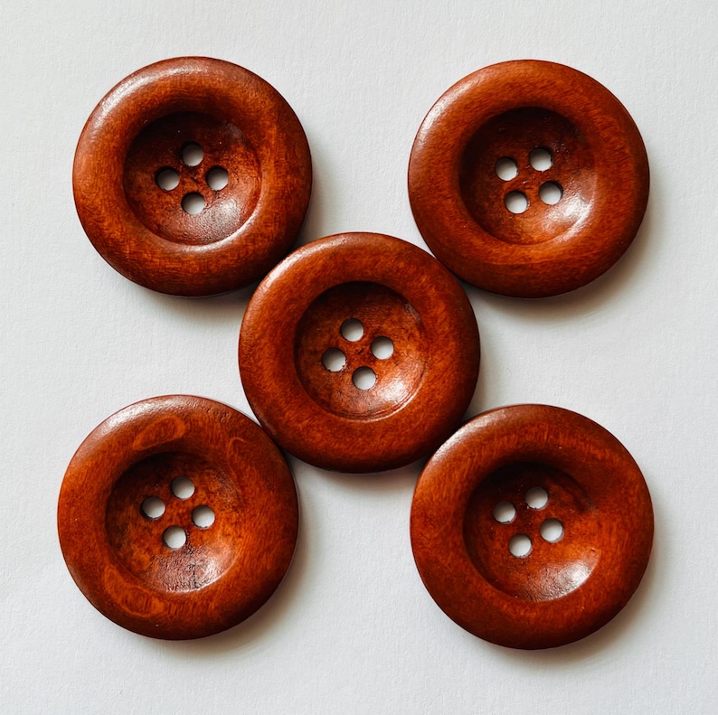 Vintage Brown Wooden Buttons, 35mm Rustic Sewing Supplies - Etsy