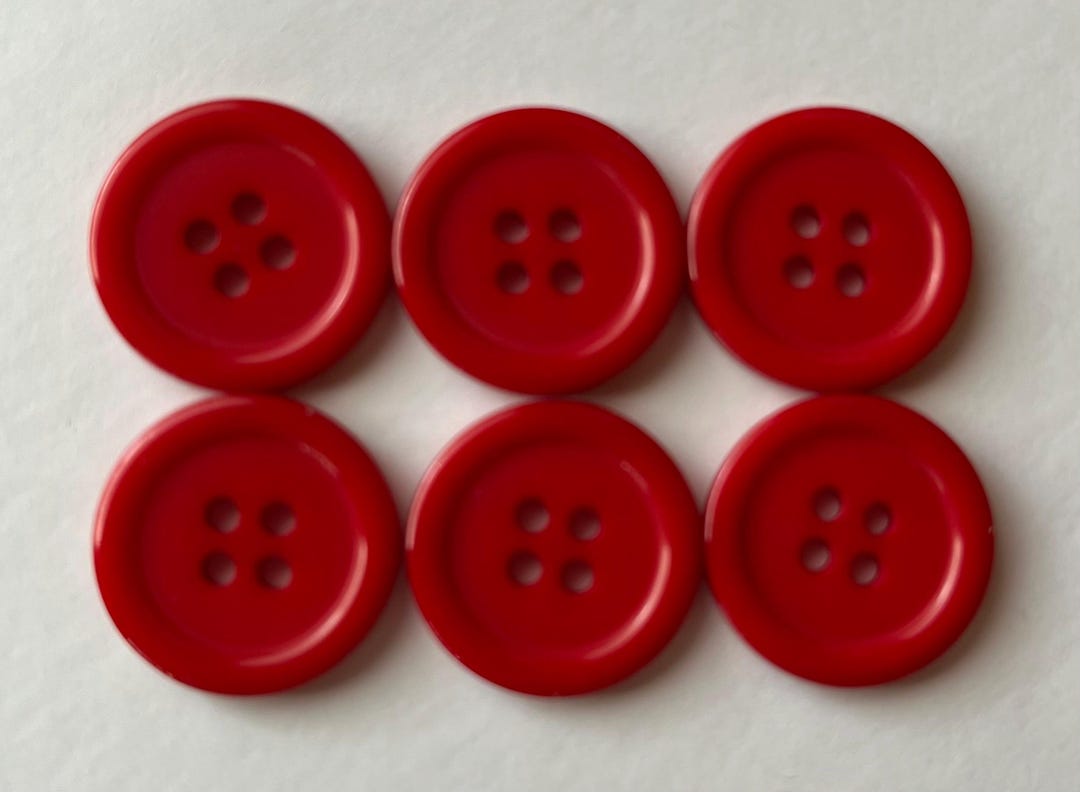 Red Buttons, 20mm Buttons, Red Resin Buttons, Sewing Supplies ...