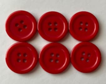 Red Resin Buttons, 20mm Sewing Supplies