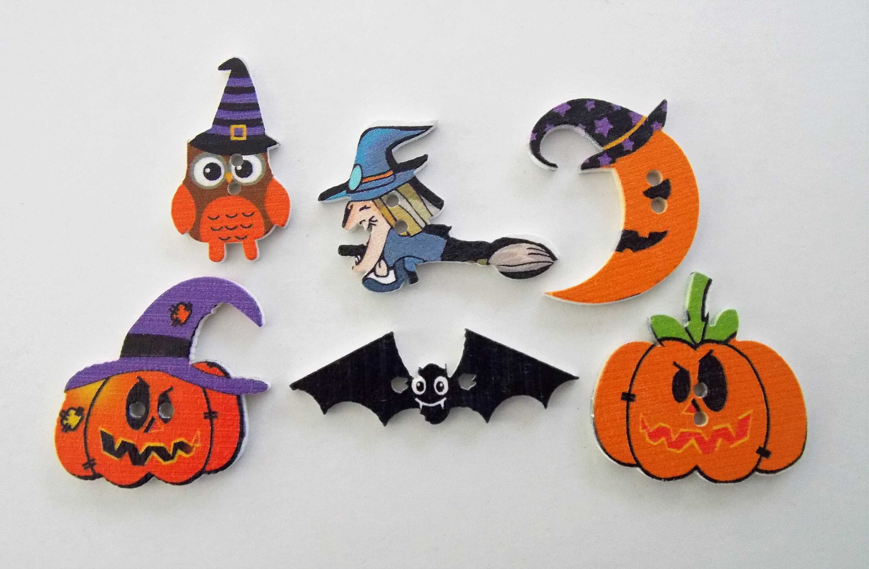 Halloween Buttons Pumpkin Buttons Sewing Supplies Witch Etsy