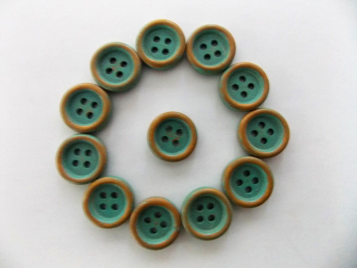 Vintage style Buttons Green Buttons Sewing Supplies Rustic | Etsy