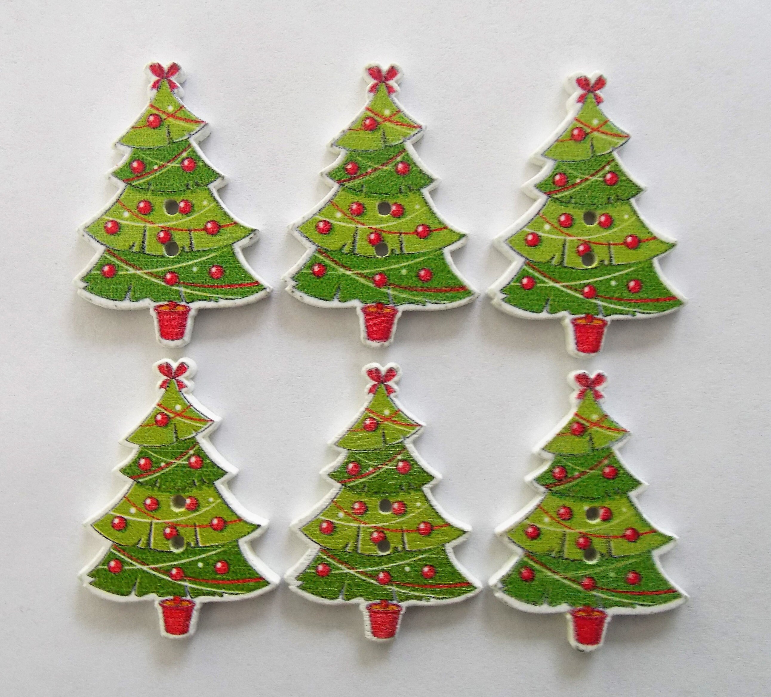 Christmas Tree Buttons Green Buttons Wooden Buttons Sewing Etsy