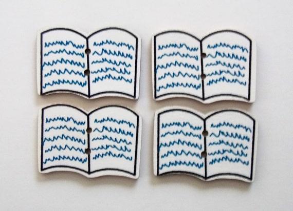 Book Buttons Wooden Buttons Reading Buttons Sewing | Etsy