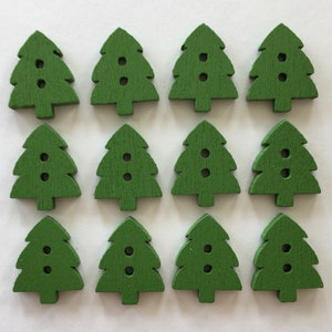 Bottoni ad albero, Bottoni ad albero di Natale, Bottoni da 13 mm, Bottoni in legno, Bottoni verdi, Forniture per cucire, Scrapbooking, Abbellimenti