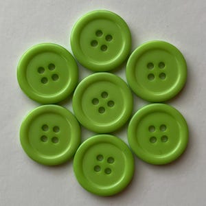 Bright Green Resin Buttons, 20mm Sewing Supplies