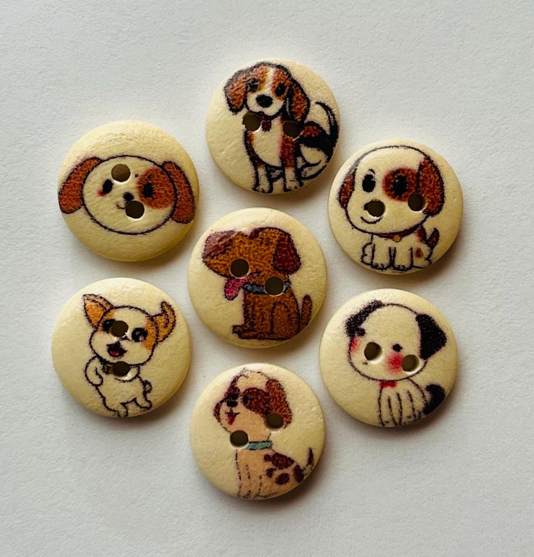 Wooden Dog Buttons, 15mm Sewing Supplies, Craft Embellishments - Etsy