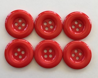 Red Buttons, 20mm Buttons, Resin Buttons, Sewing Supplies, Embellishments, Scrapbooking, Craft Supplies