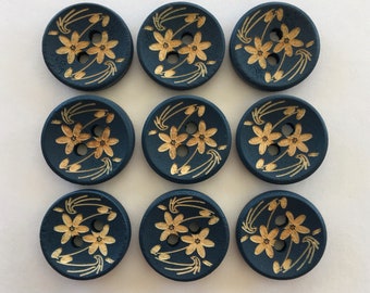 Flower Buttons, Blue Buttons, Daisy Buttons, Vintage look Buttons, 15mm Buttons, Sewing Supplies, Embellishments, Craft Supplies