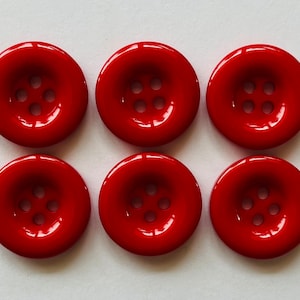 Red Buttons, 18mm Buttons, Resin Buttons, Sewing Supplies, Embellishments, Dark Red Buttons, Scrapbooking, Craft Supplies