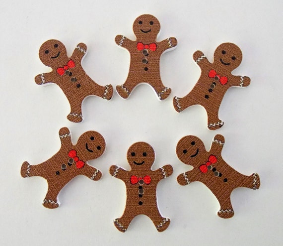 10 Gingerbread Man Buttons 30mm Christmas Gingerbread Sewing Buttons 1 1//8/"