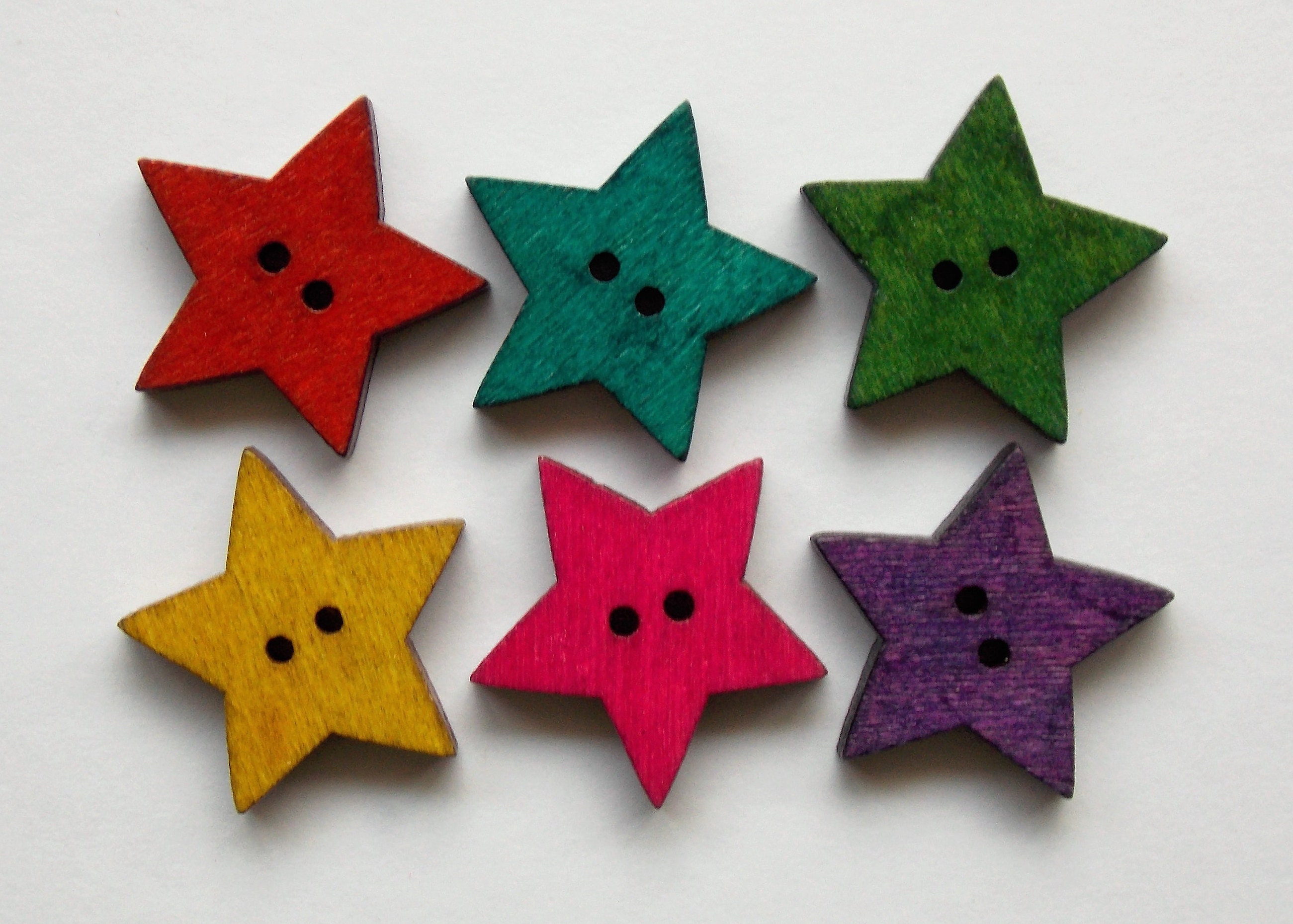 Rustic Wooden Star Buttons, Colorful Sewing Embellishments (1 Inch) - Etsy