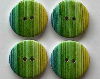 Green Buttons, 30mm Buttons, Striped Buttons, Lined Buttons, Sewing Supplies, Scrapbooking, Embellishments, Wooden Buttons