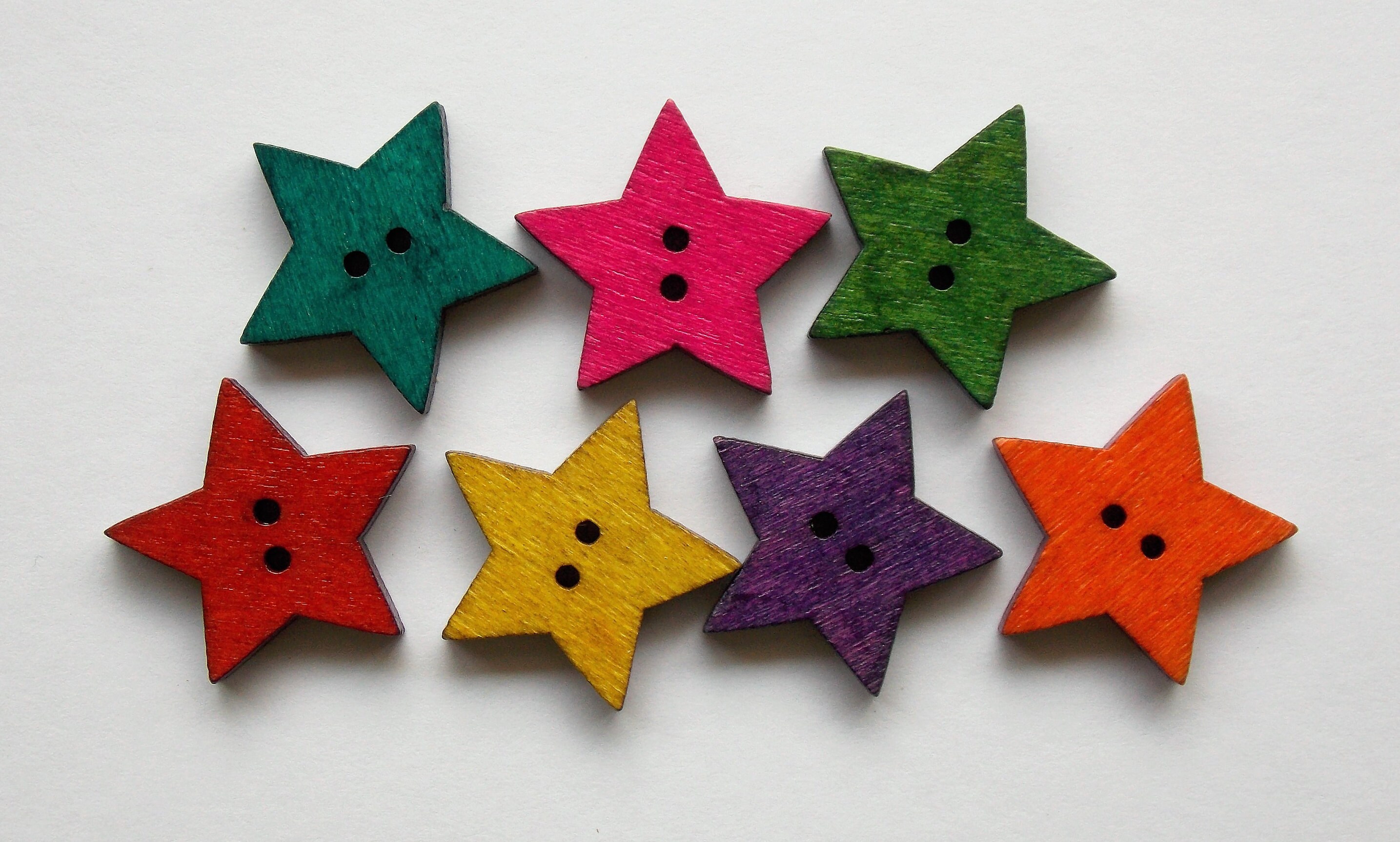 Rustic Wooden Star Buttons, Colorful Sewing Embellishments (1 Inch) - Etsy
