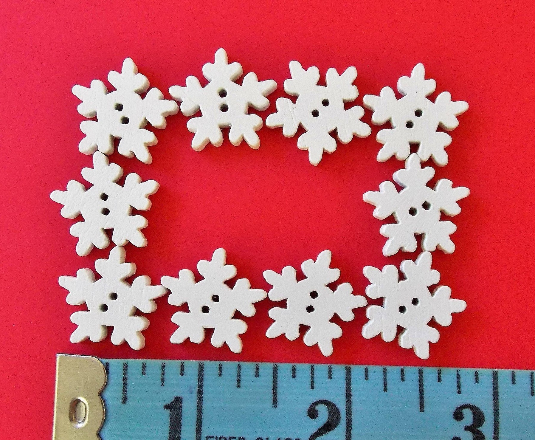 Besufy Button,Christmas White Wooden Snowflakes Buttons for