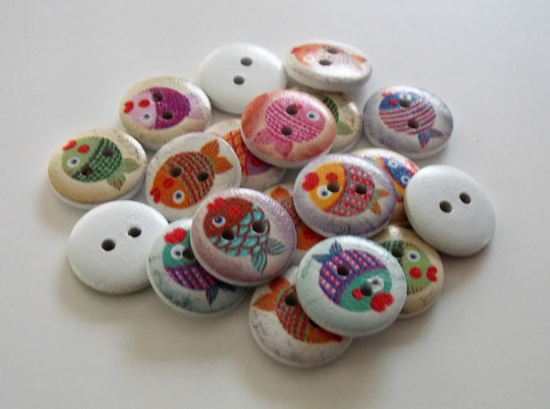 Striped Fish Wooden Buttons, 15mm, Sewing, Embellishments - Etsy