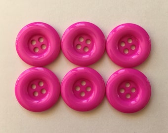 Pink Buttons, 20mm Buttons, Resin Buttons, Sewing Supplies, Embellishments, Deep Pink Buttons, Scrapbooking, Craft Supplies