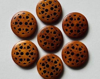 Rustic Brown Cut Out Wooden Buttons, 20mm Sewing Supplies