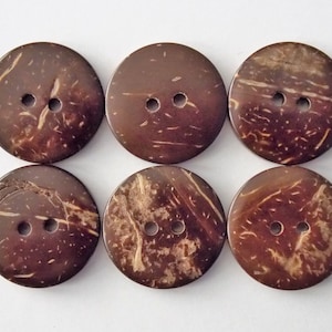 Coconut Buttons, 1” Coconut Shell Buttons, Brown Buttons, Sewing Supplies, Scrapbooking, Embellishments, 25mm Buttons, Rustic Buttons