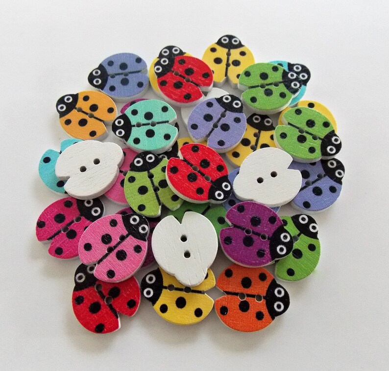 Ladybird Buttons Ladybug Buttons Wooden Buttons Sewing Etsy Canada