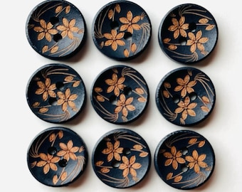 Flower Buttons, Blue Buttons, Daisy Buttons, Vintage look Buttons, 15mm Buttons, Sewing Supplies, Embellishments, Craft Supplies