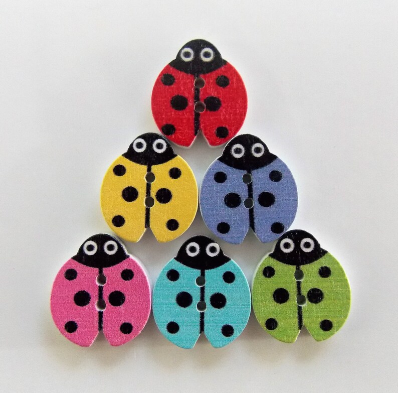 Ladybird Buttons Ladybug Buttons Wooden Buttons Sewing Etsy Canada