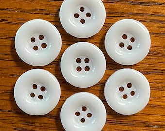 White Resin Buttons: 18mm Sewing, Crafting Embellishments