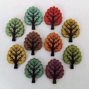 Tree Buttons, Forest Buttons, Sewing Supplies, Bush Buttons, Embellishments, Wooden Buttons, Scrapbooking, Craft Supplies