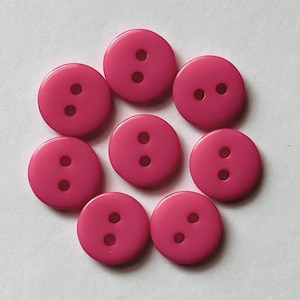 Pink Buttons, 10mm Buttons, Resin Buttons, Bright Pink Buttons, Sewing Supplies, Scrapbooking, Embellishments