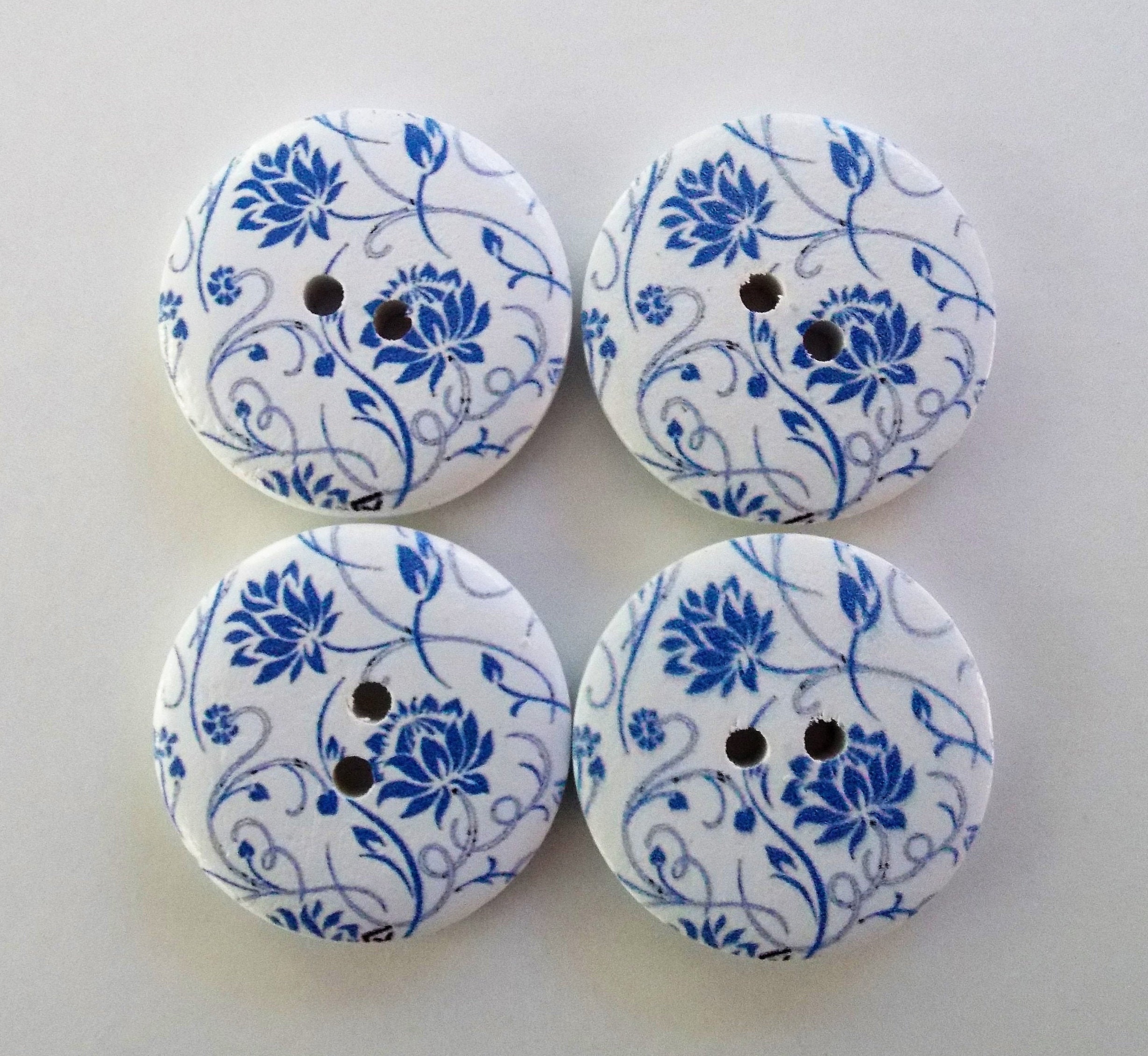 Blue Flower Buttons, Floral Buttons, Vintage Look Buttons, Sewing Sup…