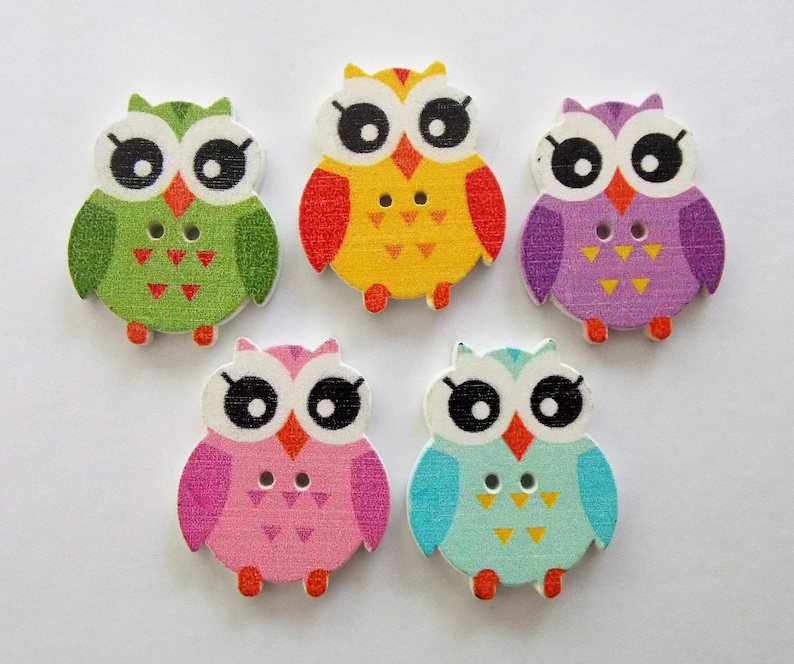 Owl Buttons Bird Buttons Wooden Buttons Sewing Supplies Etsy
