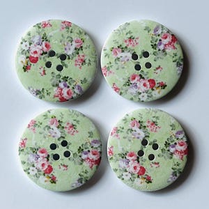 Groene bloemknopen, houten knopen van 40 mm, naaibenodigdheden, versieringen