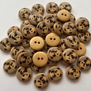 Panda Buttons, 15mm Buttons, Wooden Buttons, Sewing Supplies, Scrapbooking, Embellishments, Panda Bear Buttons image 4