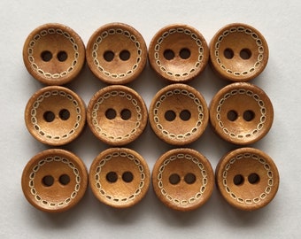 Brown Buttons, 10mm Buttons, Wooden Buttons, Rustic Buttons, Sewing Supplies, Scrapbooking, Embellishments