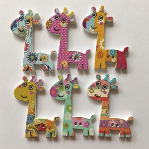 Giraffe Buttons, Animal Buttons, Wooden Buttons, Sewing Supplies, Embellishments, 2 Hole Buttons, Scrapbooking, Craft Supplies