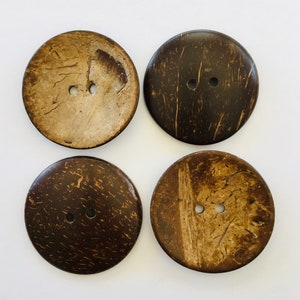 Boutons noix de coco, Boutons 44 mm, Gros boutons marron, Fournitures de couture, Scrapbooking, Embellissements, Boutons naturels, Boutons rustiques