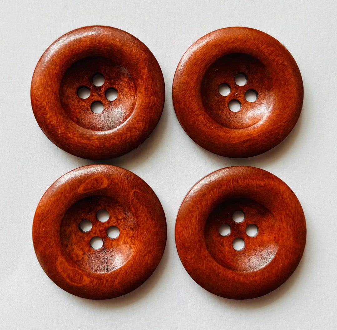 Vintage Brown Wooden Buttons, 35mm Rustic Sewing Supplies - Etsy