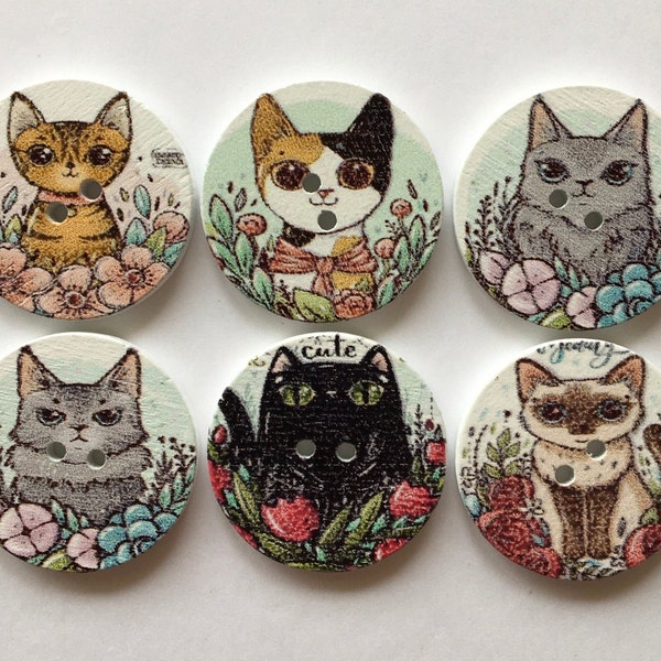 Cat Buttons Etsy