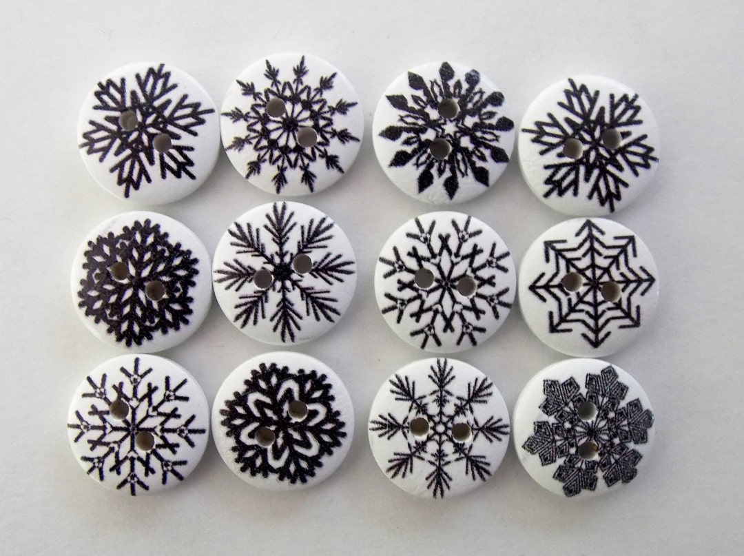 Snowflake Wooden Buttons, 15mm, Sewing, Scrapbooking Supplies - Etsy