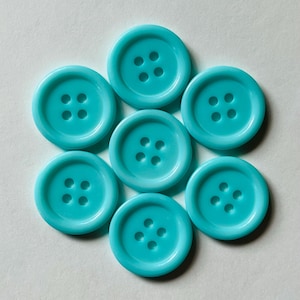 Blue Buttons, 20mm Buttons, Aqua Blue Resin Buttons, Sewing Supplies, Embellishments, Scrapbooking, Craft Supplies