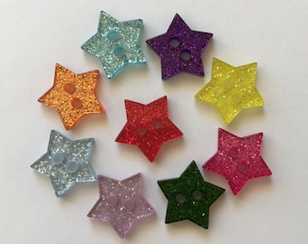 Glitter Star Resin Buttons, 1/2" Sewing Embellishments