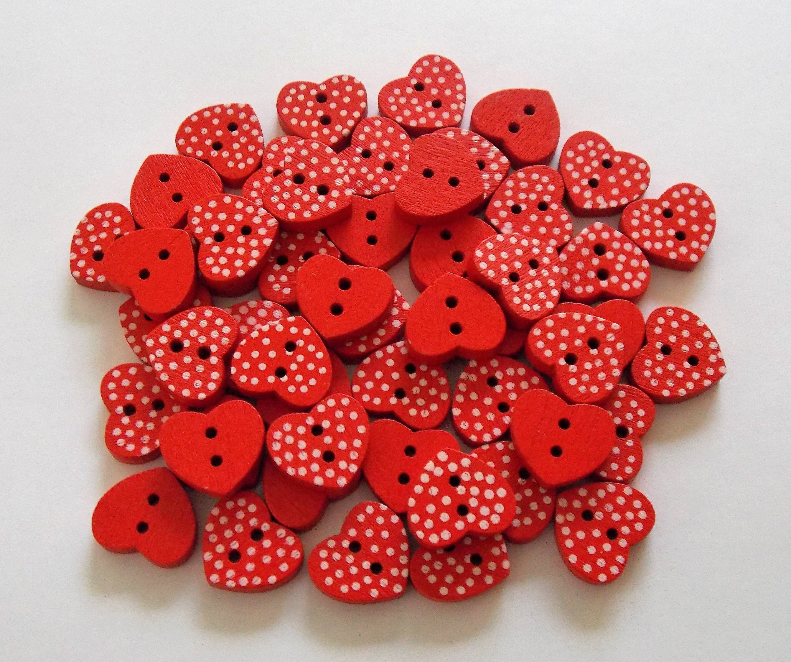 Red Buttons Polka Dot Buttons Heart Buttons Sewing Etsy