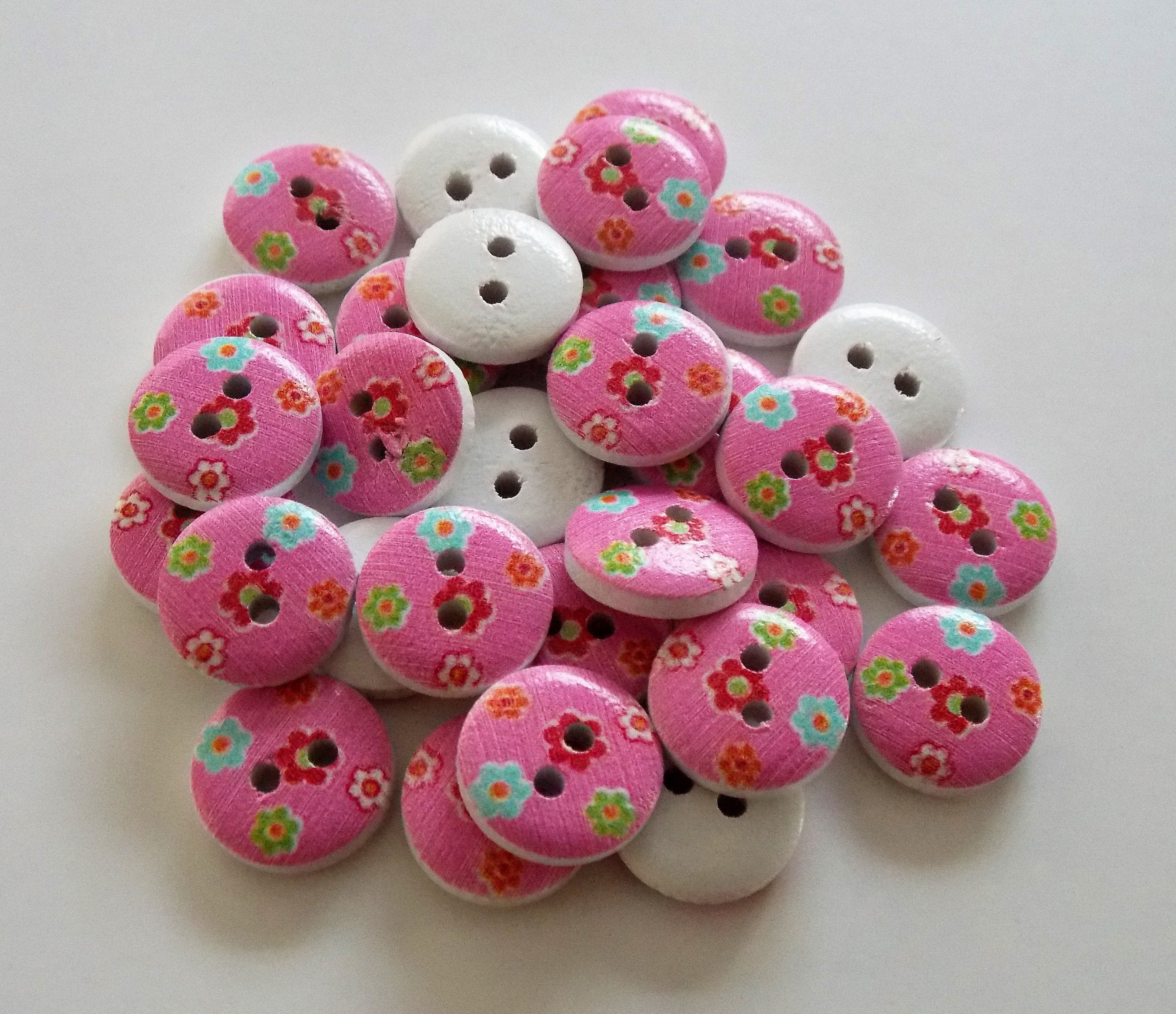 Flower Buttons Floral Buttons Pink Buttons Kids Buttons Etsy