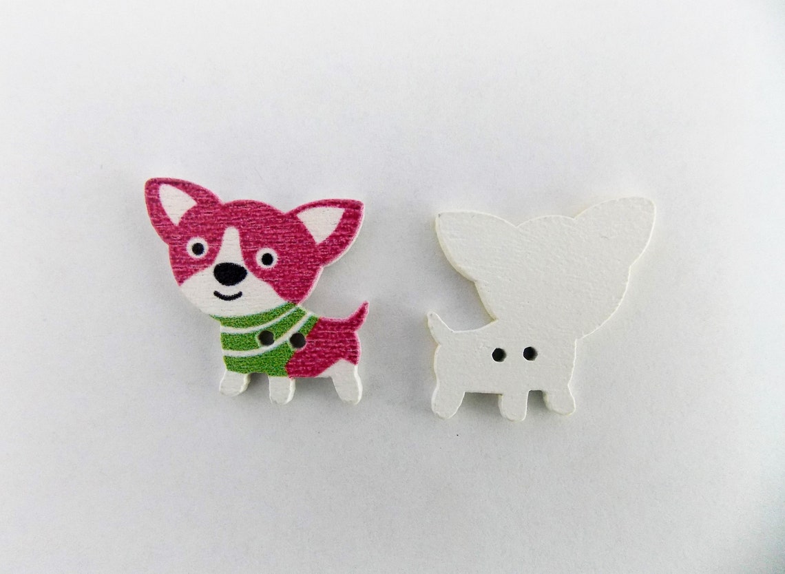 Dog Buttons Wooden Buttons Sewing Supplies Puppy Buttons Etsy