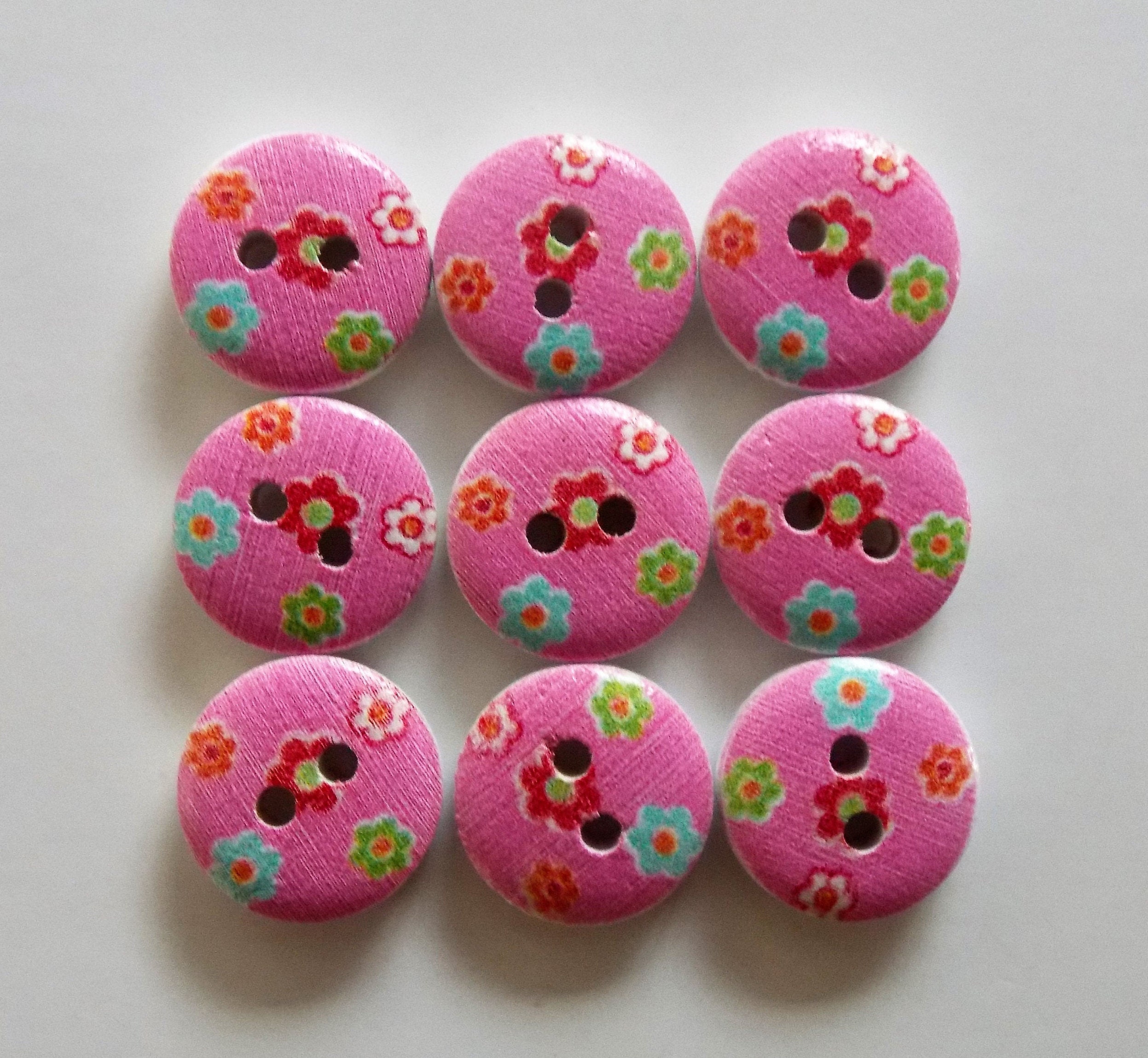 Flower Buttons Floral Buttons Pink Buttons Kids Buttons Etsy