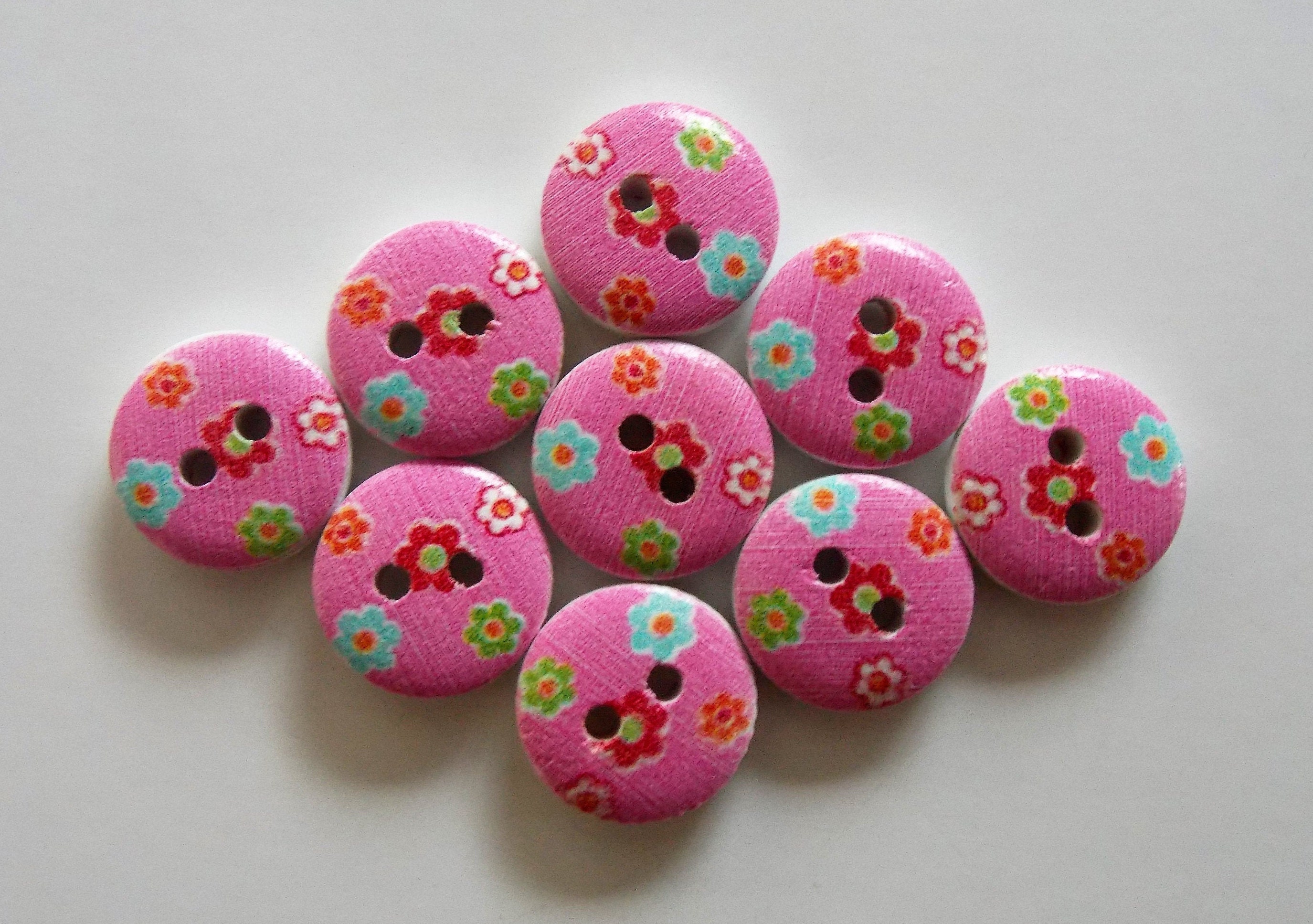Flower Buttons Floral Buttons Pink Buttons Kids Buttons Etsy