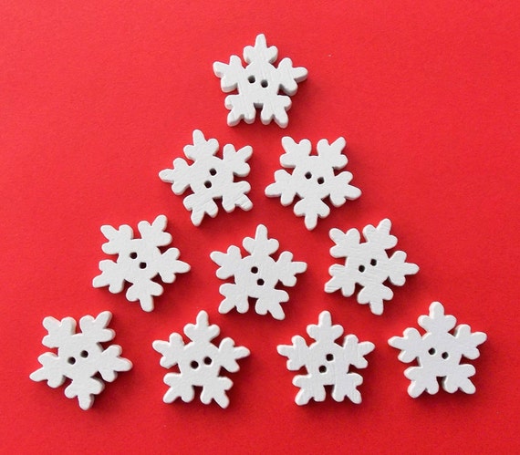 25mm Wooden Buttons Scrapbook 2-Holes Snowflake buttons for