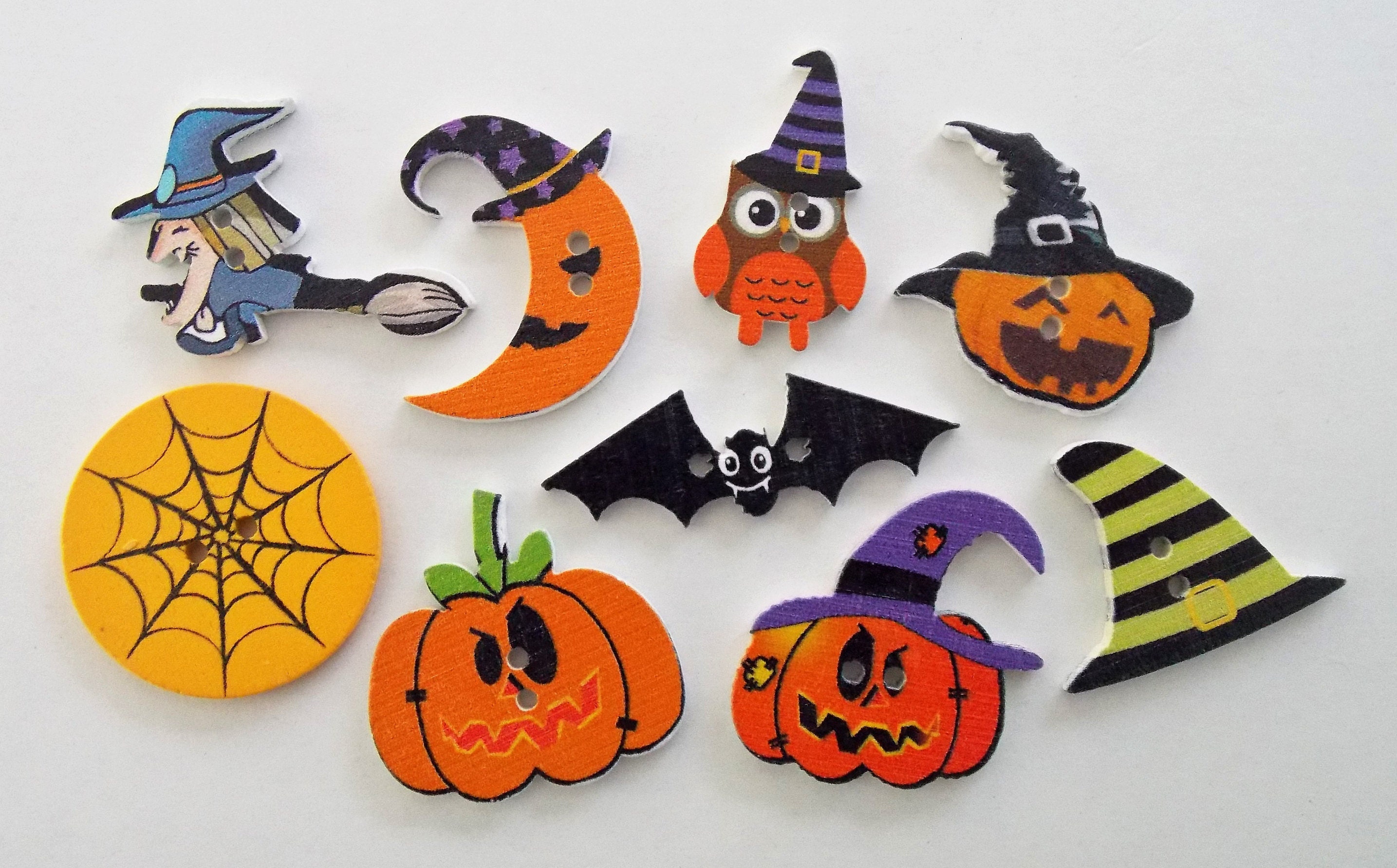Halloween Buttons Pumpkin Buttons Sewing Supplies Witch Etsy
