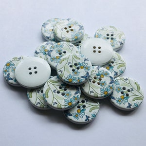 Floral Buttons, 30mm Buttons, Butterfly Buttons, Daisy Buttons, Sewing Supplies, Scrapbooking, Embellishments, Blue Flower Buttons image 5