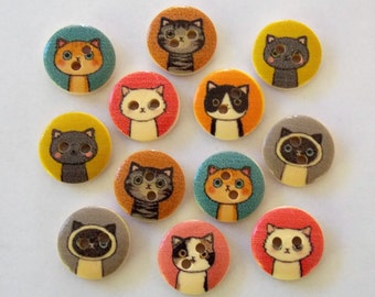 Boutons De Visage De Chat Blanc Felins Flous Shank Back Jesse Etsy France