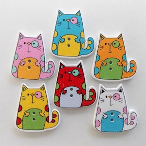 Kleurrijke houten kattenknopen, naaien, scrapbooking (2,5 cm)